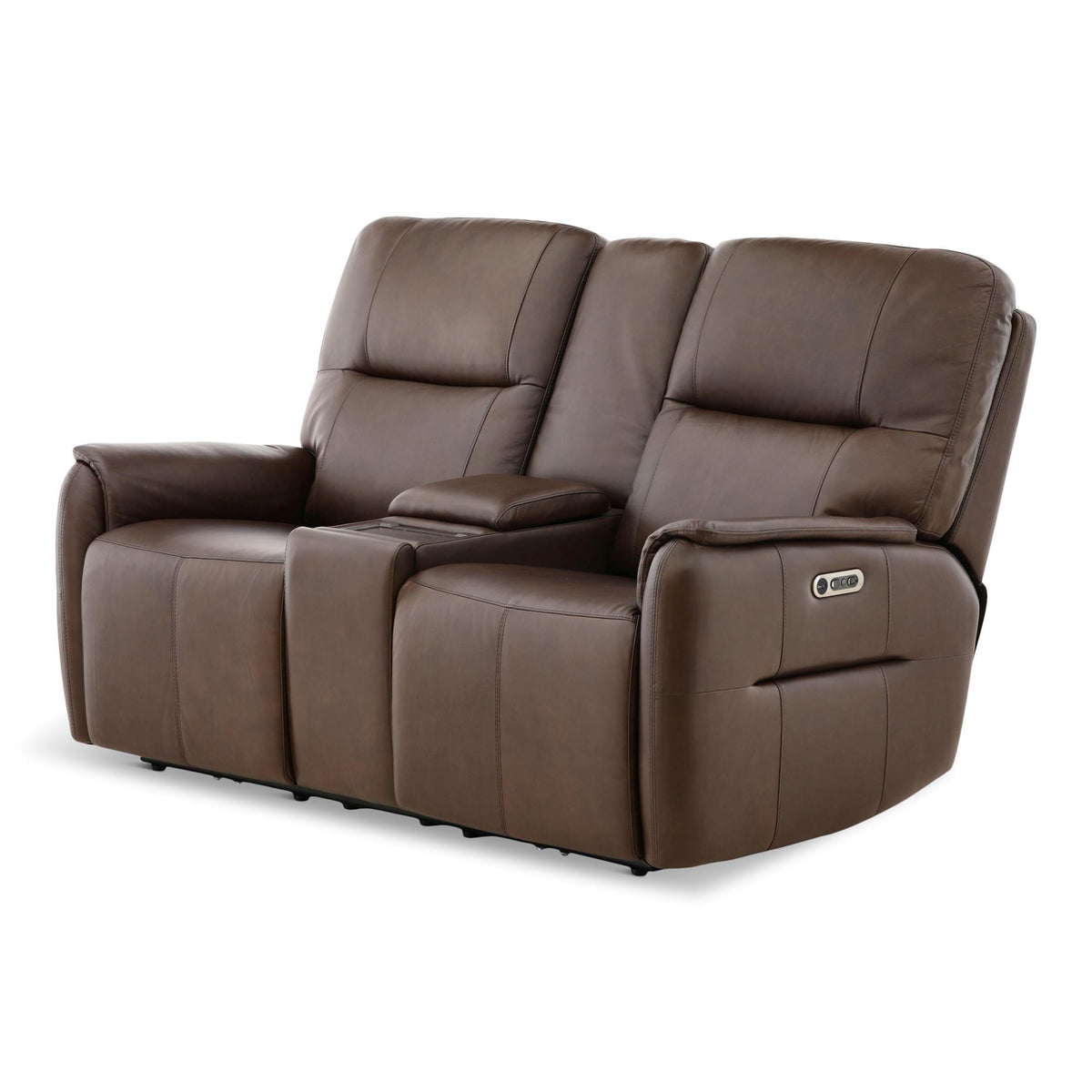 Flexsteel Walker Leather Power Reclining Console Loveseat