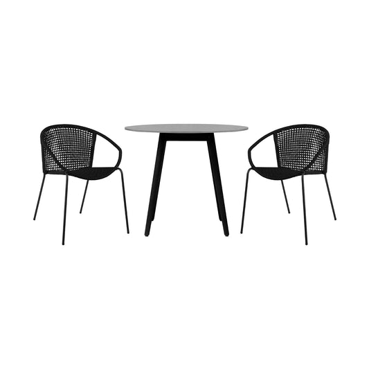 Sydney and Snack 3-Piece Outdoor Patio 36" Dining Set Black