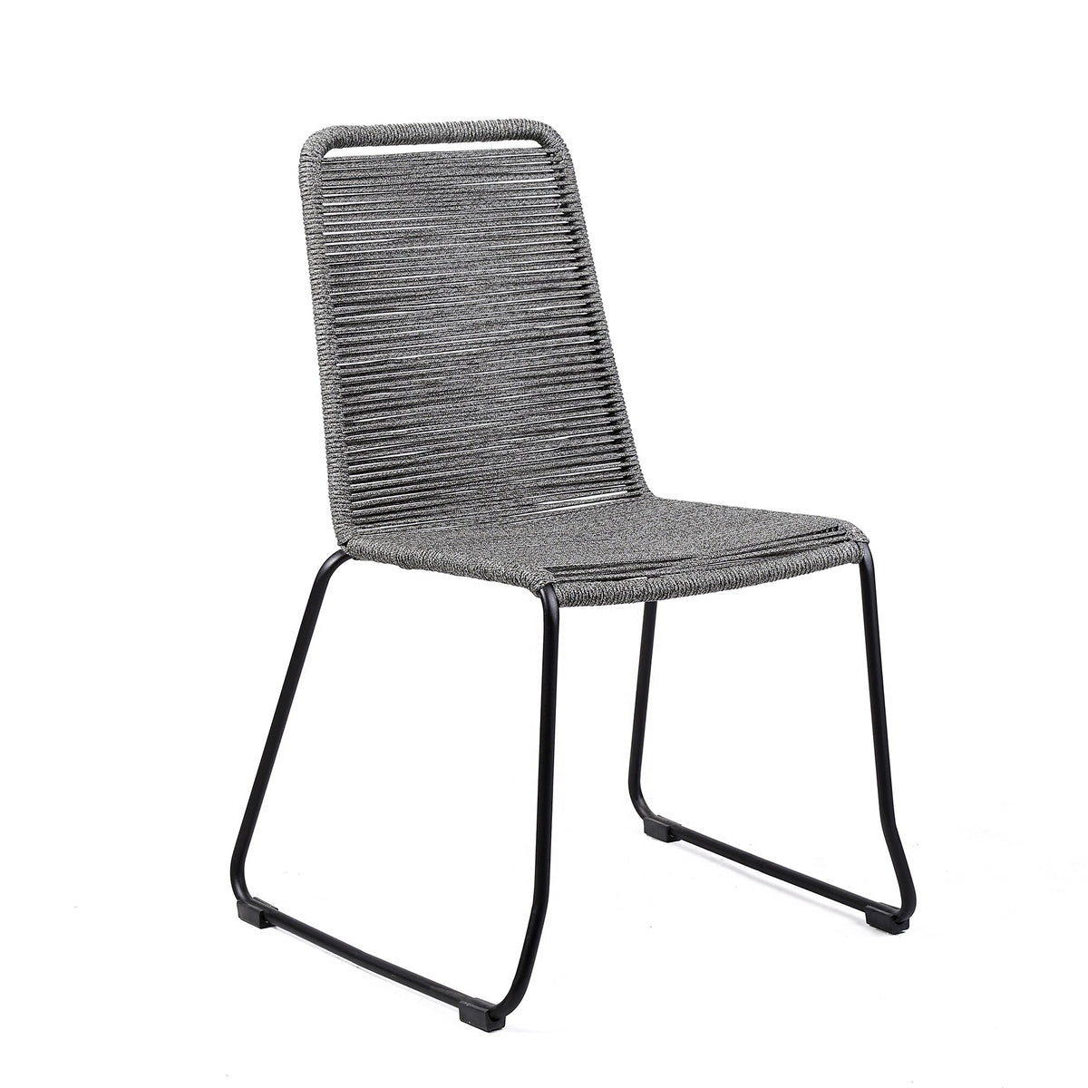 Shasta Outdoor Metal and Rope Stackable Dining Chair (Set of 2)