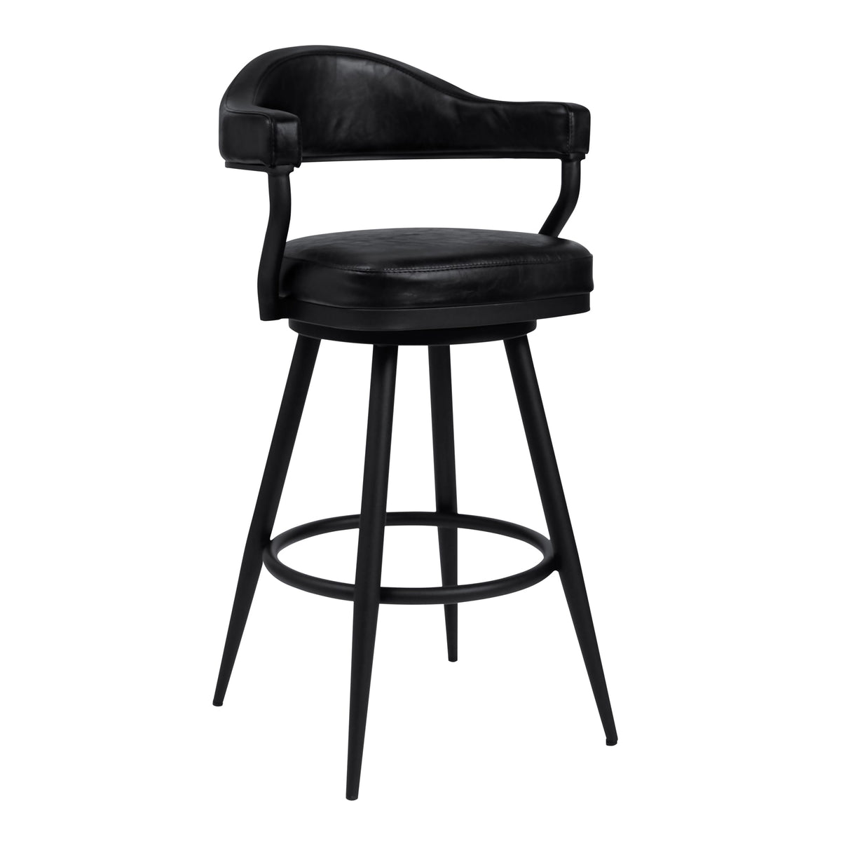 Justin 26" Counter Height Swivel Bar Stool Black