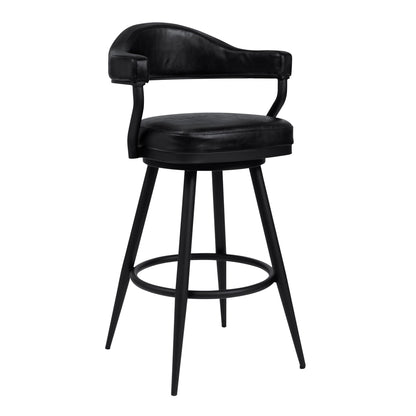 Justin 26" Counter Height Swivel Bar Stool Black