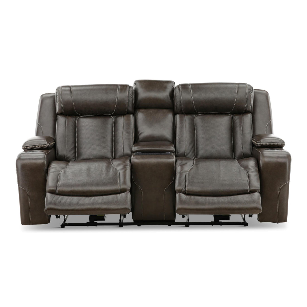 Denver Leather Power Console Loveseat