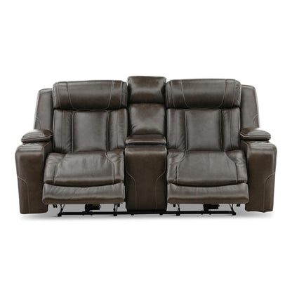 Denver Leather Power Console Loveseat