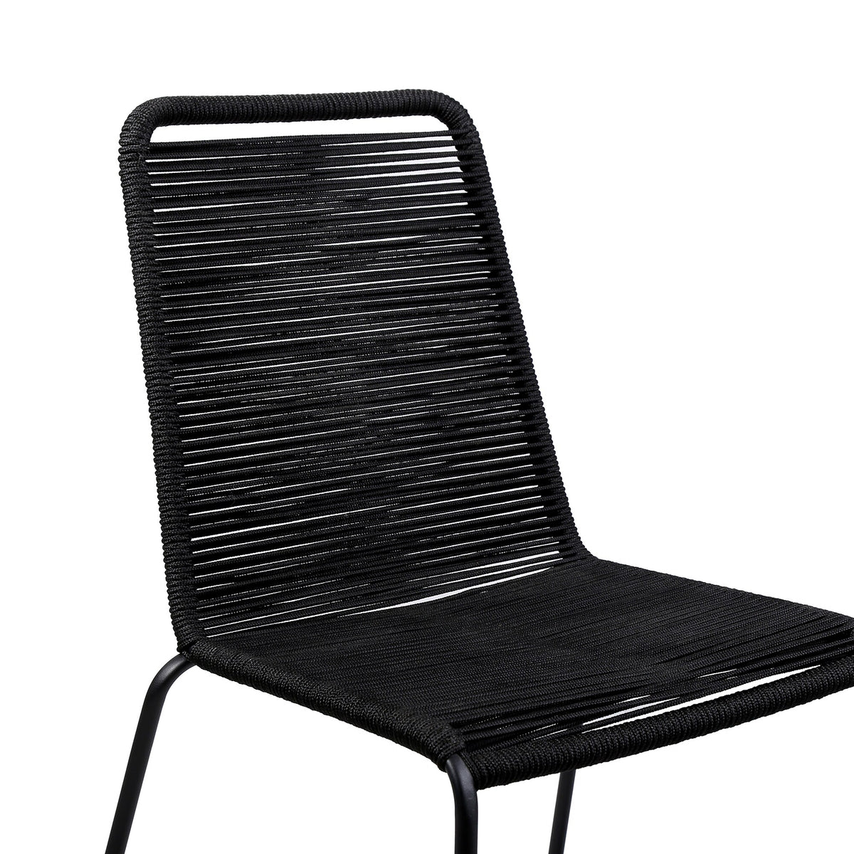 Koala and Shasta 5 Piece Dining Set in Dark Eucalyptus and Metal with Black Rope