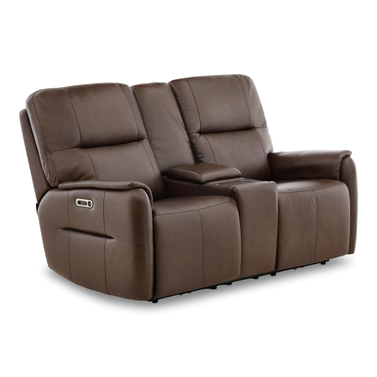 Flexsteel Walker Leather Power Reclining Console Loveseat