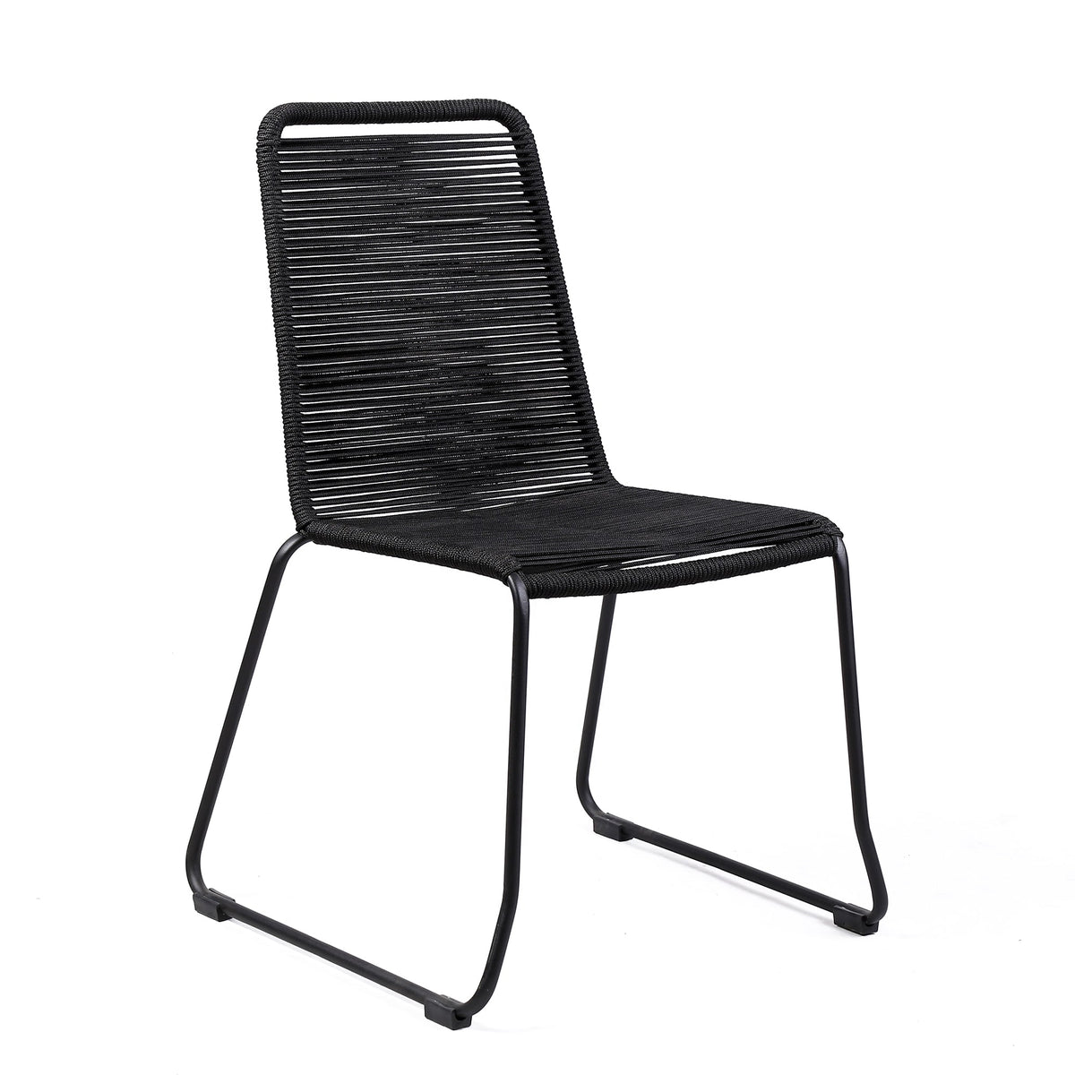 Shasta Outdoor Metal and Rope Stackable Dining Chair (Set of 2)