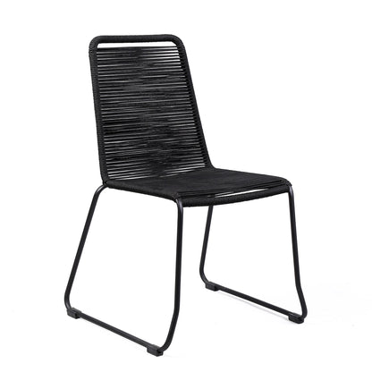 Shasta Outdoor Metal and Rope Stackable Dining Chair (Set of 2)