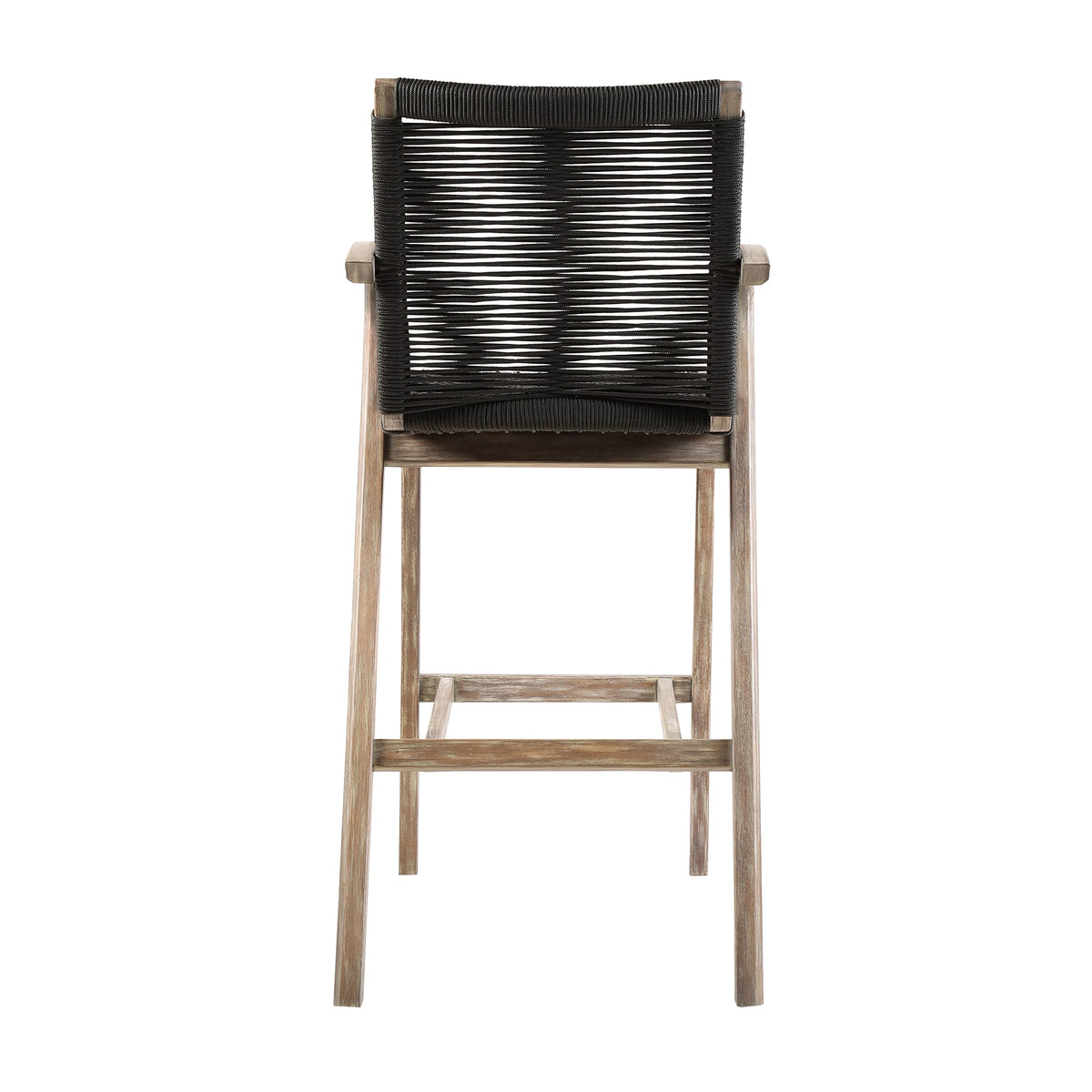 Nabila Outdoor Light Eucalyptus Wood and Charcoal Rope Counter and Bar Height Stool
