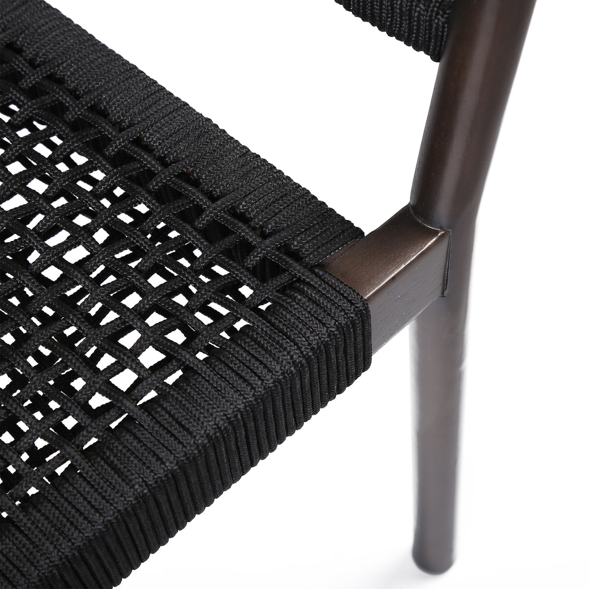Doris Indoor Outdoor Dining Chair in Light Eucalyptus Wood with Charcoal Rope (Set of 2)