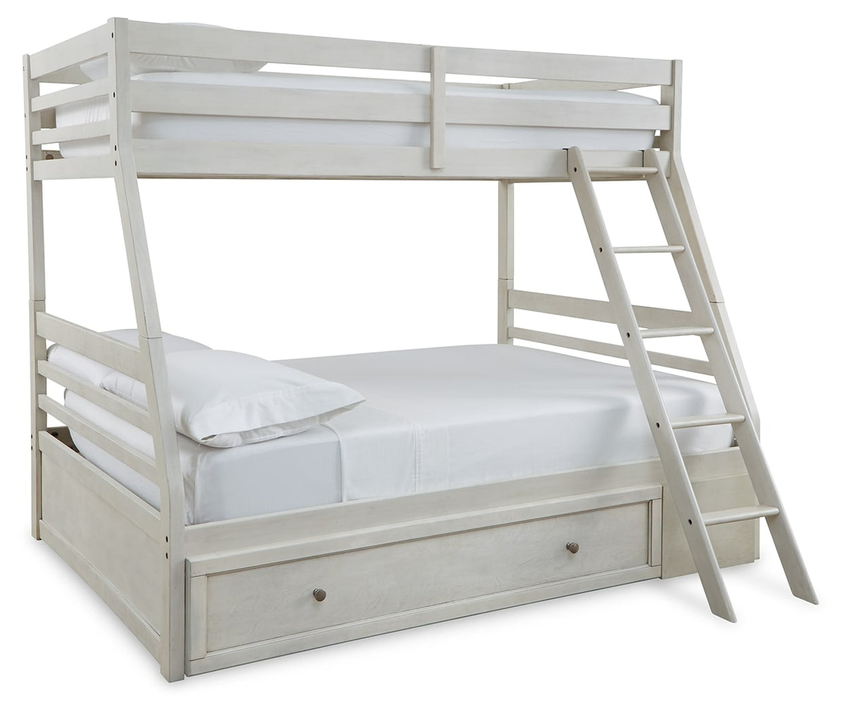 Robbinsdale Twin Over Full Storage Bunk Bed Antique White