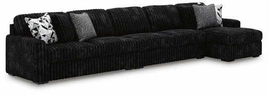 Ashley Midnight-Madness 3-Piece Sectional with Chaise Onyx Right-Facing