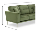 couch with arrows implying furniture measurement