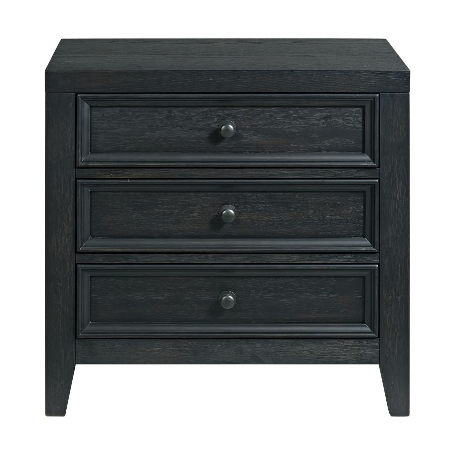Reed 3 Drawer Nightstand-Black