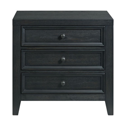 Reed 3 Drawer Nightstand-Black